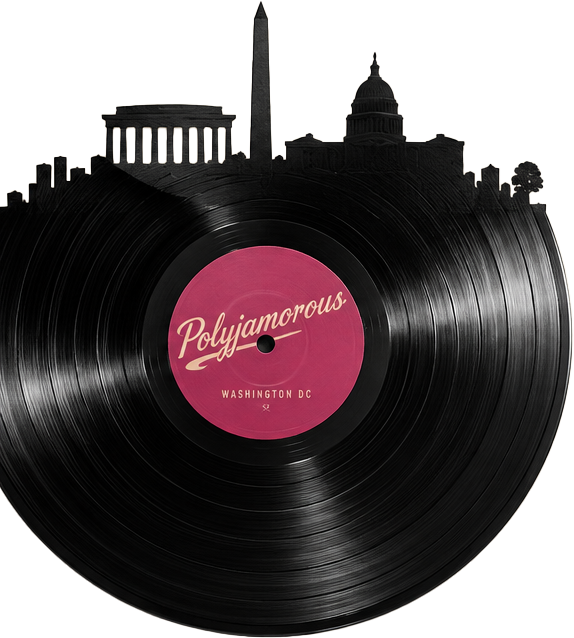 Polyjamorous vinyl record with Washington, DC skyline